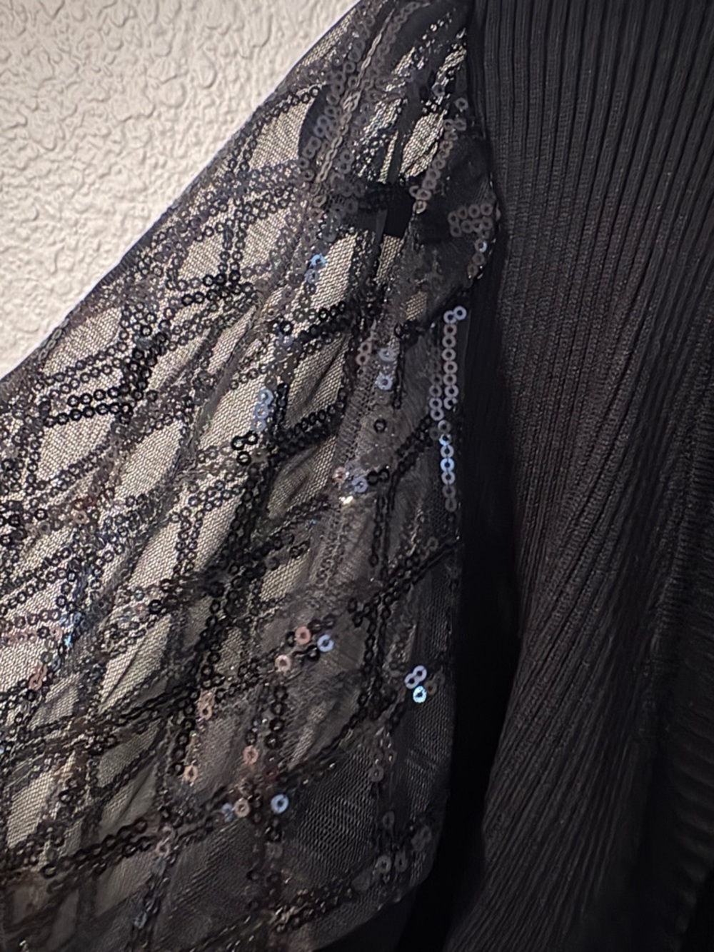 Almost Famous Black Cropped Bolero Shrug with Lace Sequin Sleeves - Picture 4 of 4